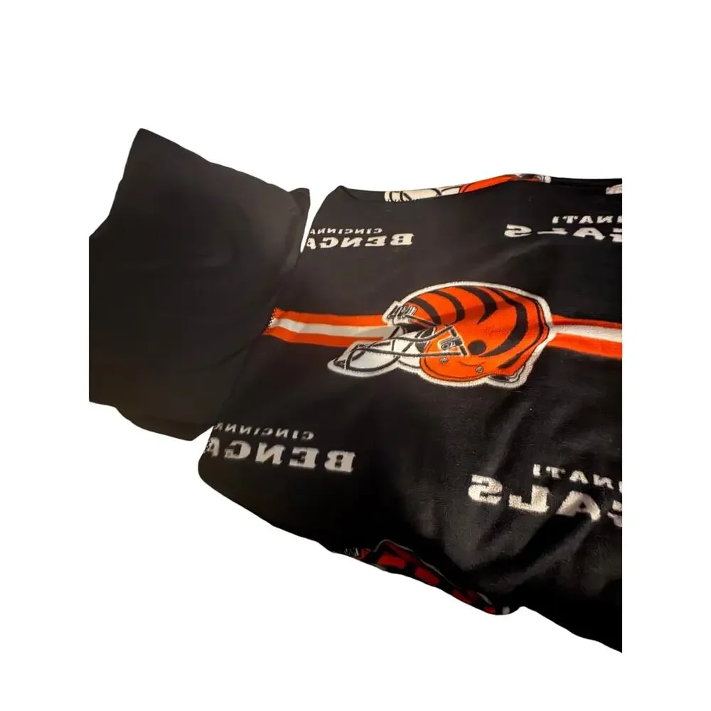 Cincinnati Bengals Throw Blanket Black Orange NFL Team Logo